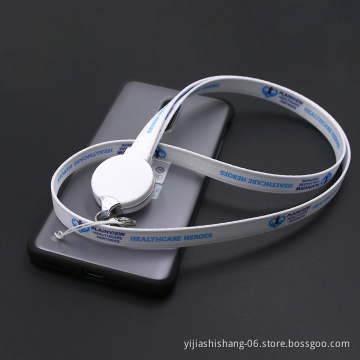 Yijiashishang Lanyard Style Charging Cable Lanyard Key Holder Necklace 3 -in-1 Charging Lanyard